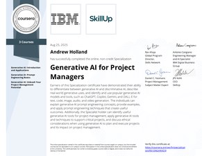 IBM – Generative AI for Project Managers (Specialization) — certificate thumbnail
